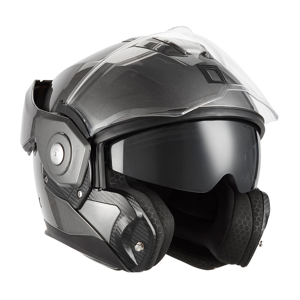 Casque réversible Spinner Titanium Brossé Mat – Style et sécurité – Nox Helmet