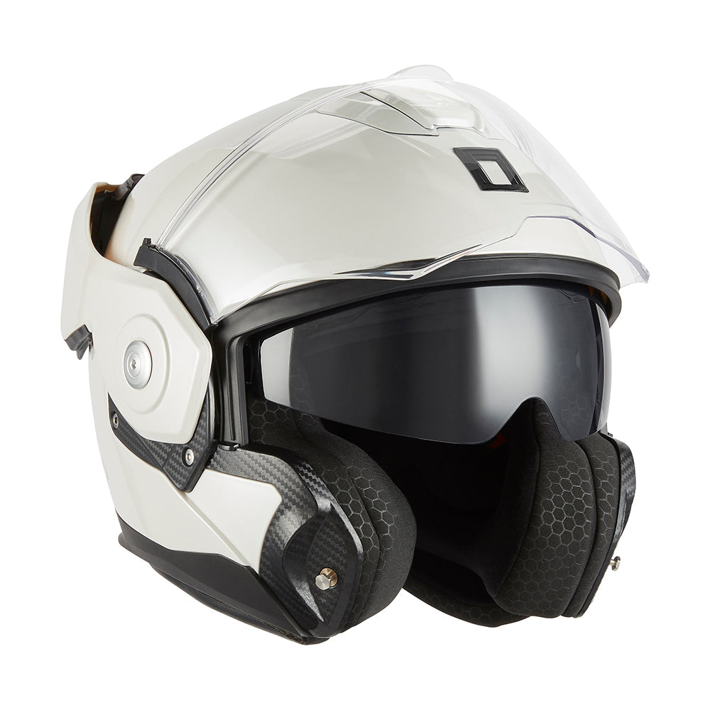 cheap modular motorcycle helmets NOX PREMIUM FLIP UP SPINNER HELMET PEARL WHITE St Croix Avid Pearl Dojo Heavy Hook allowing bikers to communicate LB TEST:10