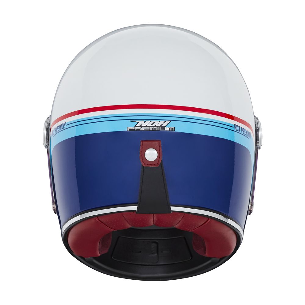 CASQUE INTEGRAL REVENGE STROBE BLANC BLEU ROUGE Nox Helmet
