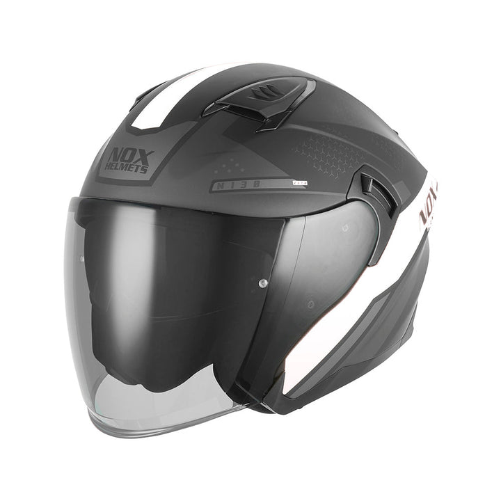 NOX CASQUE JET N130 EKTO NOIR MAT BLANC Nox Helmet