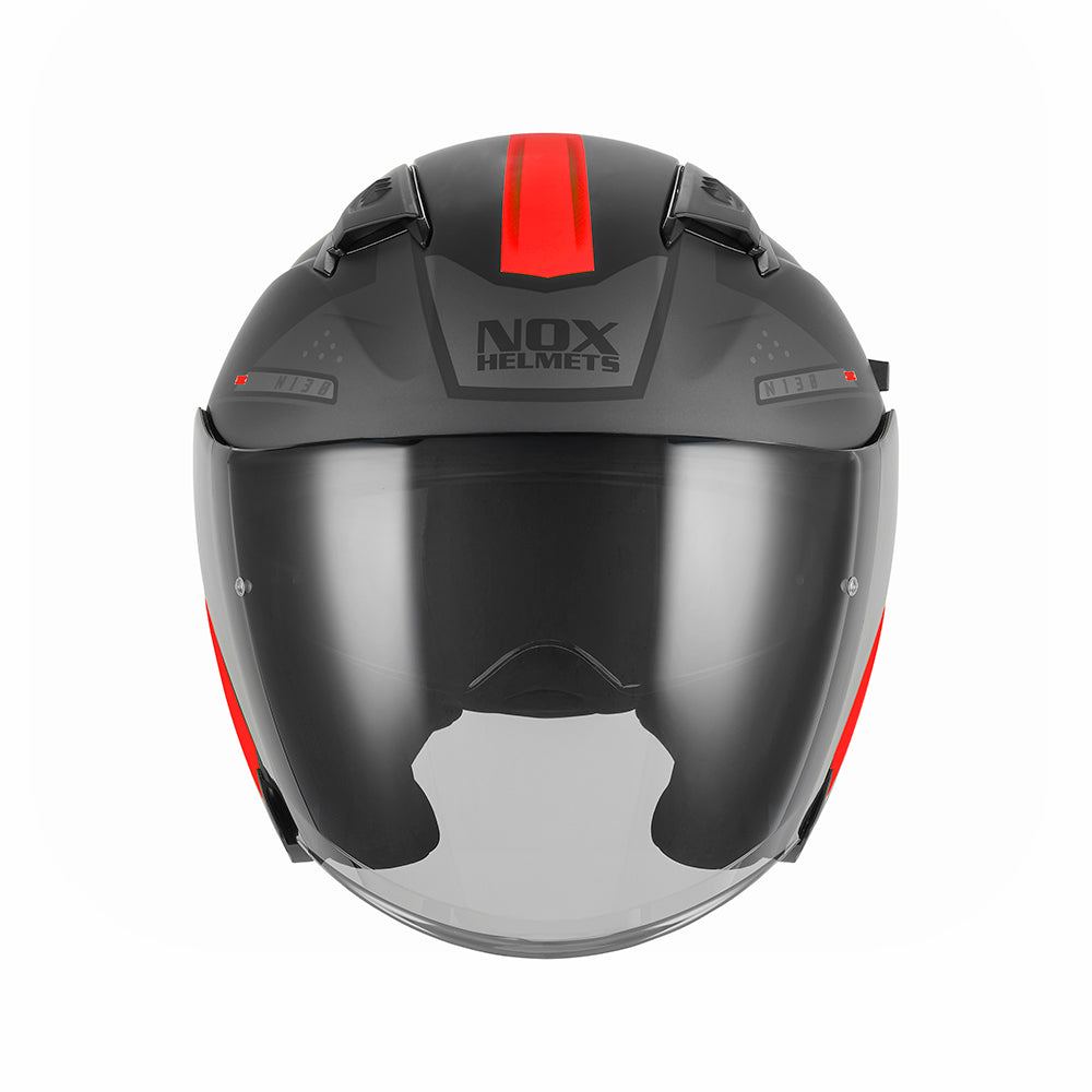 NOX CASQUE JET N130 EKTO NOIR MAT ROUGE Nox Helmet