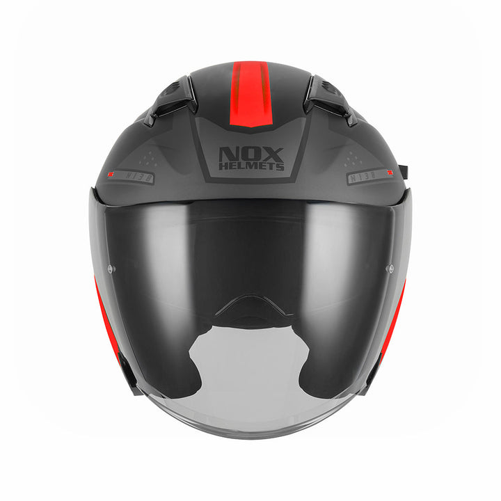 NOX CASQUE JET N130 EKTO NOIR MAT ROUGE Nox Helmet