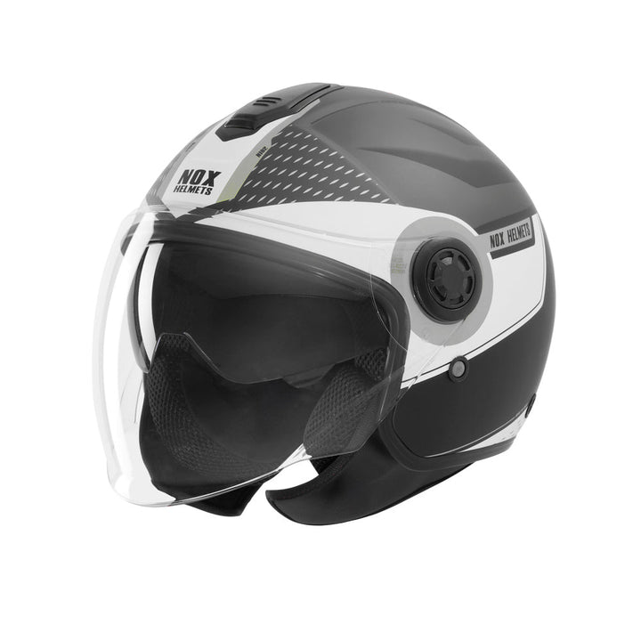 NOX CASQUE JET N182 ROUND NOIR MAT ARGENT Nox Helmet
