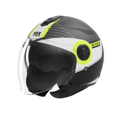 NOX CASQUE JET N182 ROUND NOIR MAT JAUNE Nox Helmet