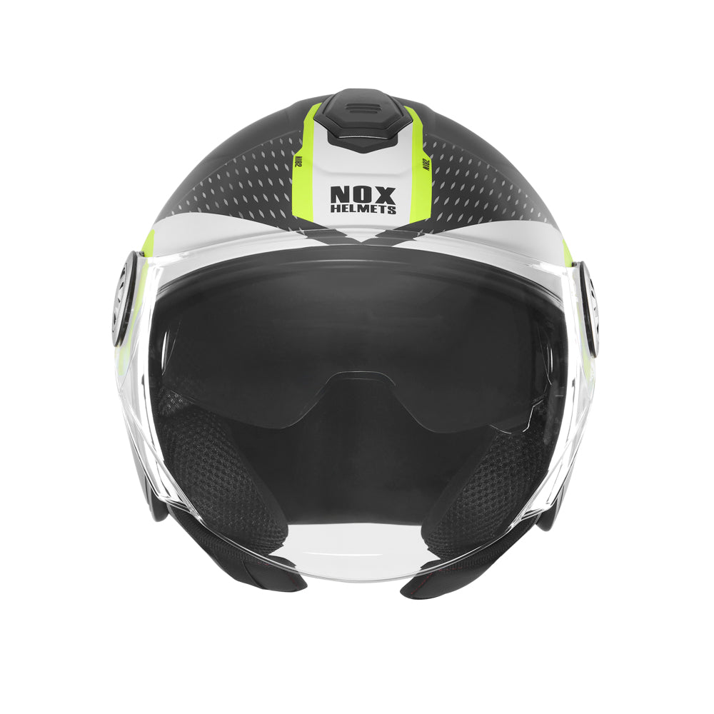 NOX CASQUE JET N182 ROUND NOIR MAT JAUNE Nox Helmet