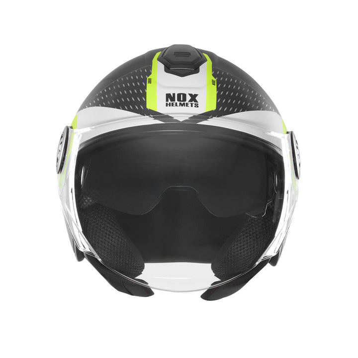 NOX CASQUE JET N182 ROUND NOIR MAT JAUNE Nox Helmet