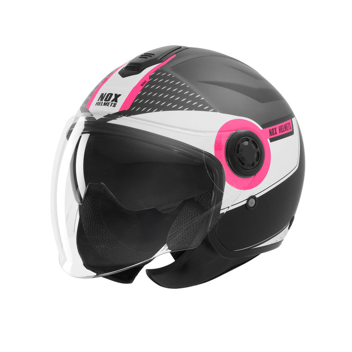NOX CASQUE JET N182 ROUND NOIR MAT ROSE Nox Helmet