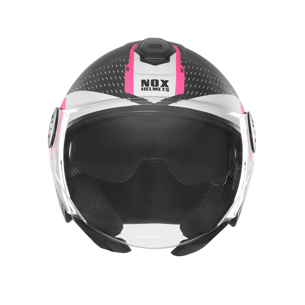 NOX CASQUE JET N182 ROUND NOIR MAT ROSE Nox Helmet