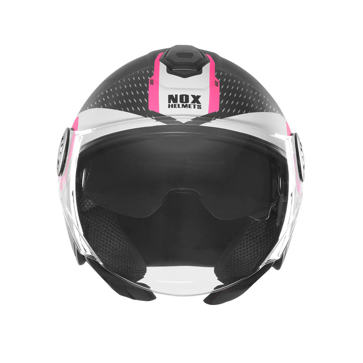 NOX CASQUE JET N182 ROUND NOIR MAT ROSE Nox Helmet