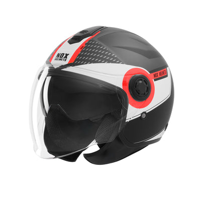 NOX CASQUE JET N182 ROUND NOIR MAT ROUGE Nox Helmet