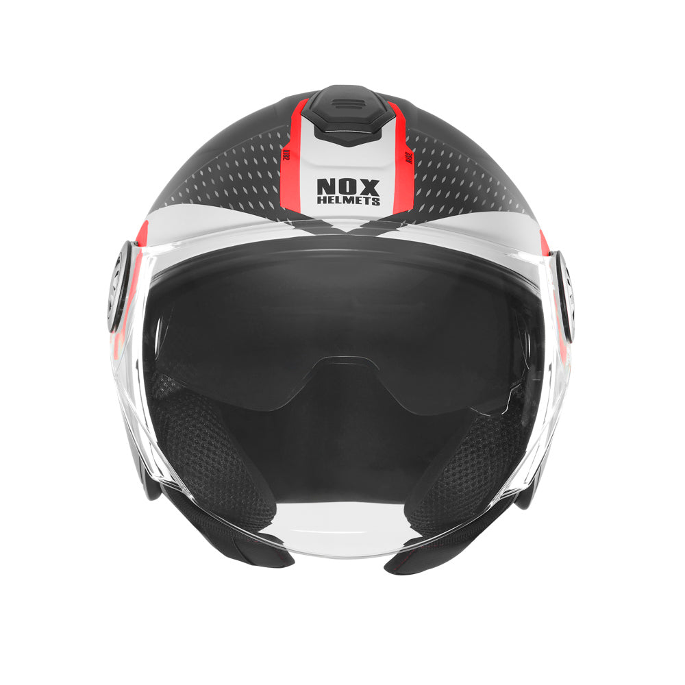 NOX CASQUE JET N182 ROUND NOIR MAT ROUGE Nox Helmet