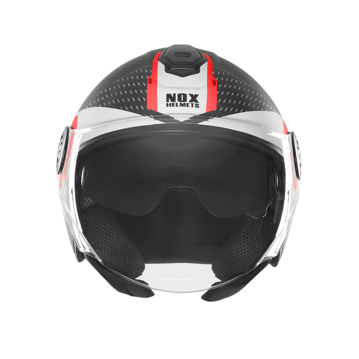 NOX CASQUE JET N182 ROUND NOIR MAT ROUGE Nox Helmet
