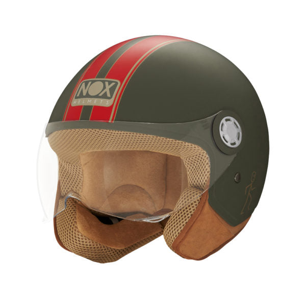 NOX CASQUE JET N210 EVO KAKI ROUGE Nox Helmet
