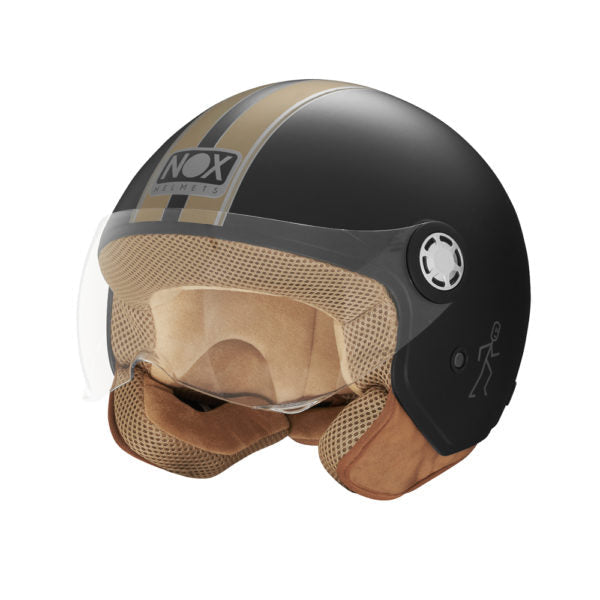NOX CASQUE JET N210 EVO NOIR MAT OR Nox Helmet