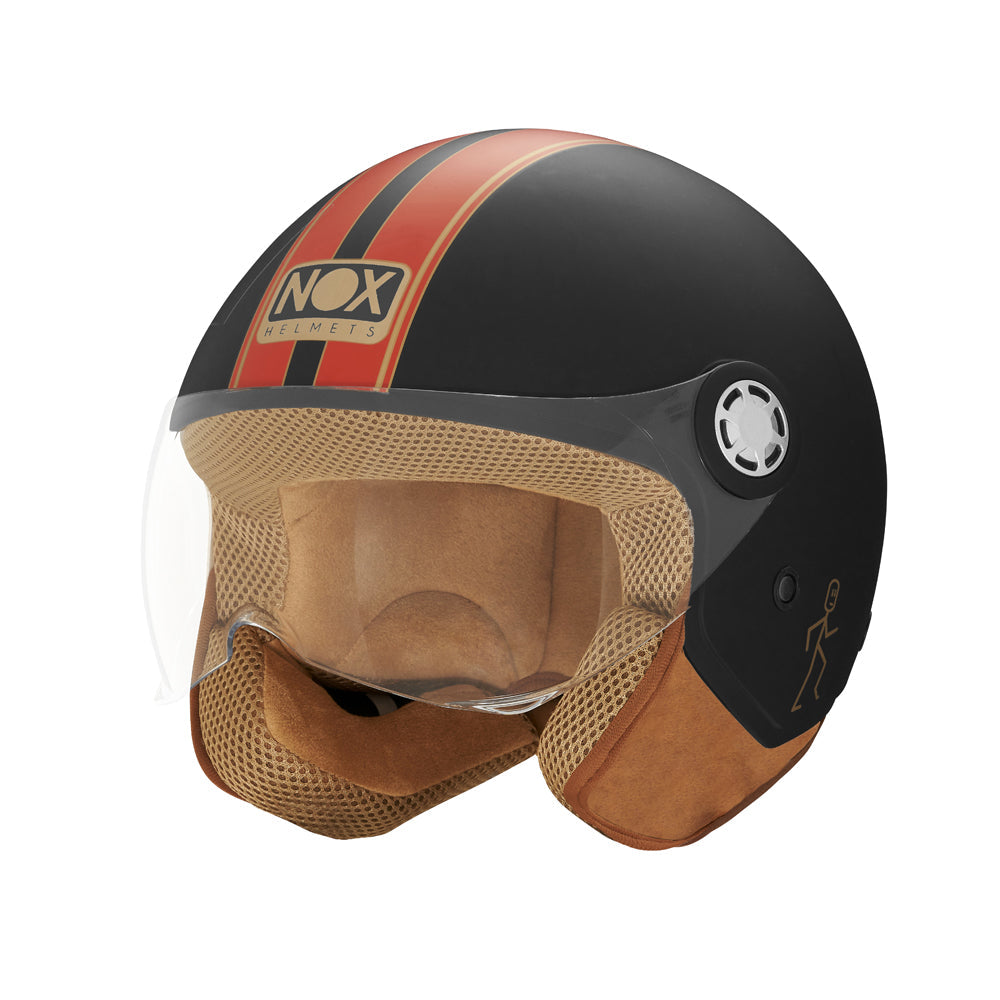 NOX CASQUE JET N210 EVO NOIR MAT ROUGE Nox Helmet