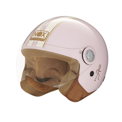 NOX CASQUE JET N210 EVO ROSE PASTEL BLANC Nox Helmet