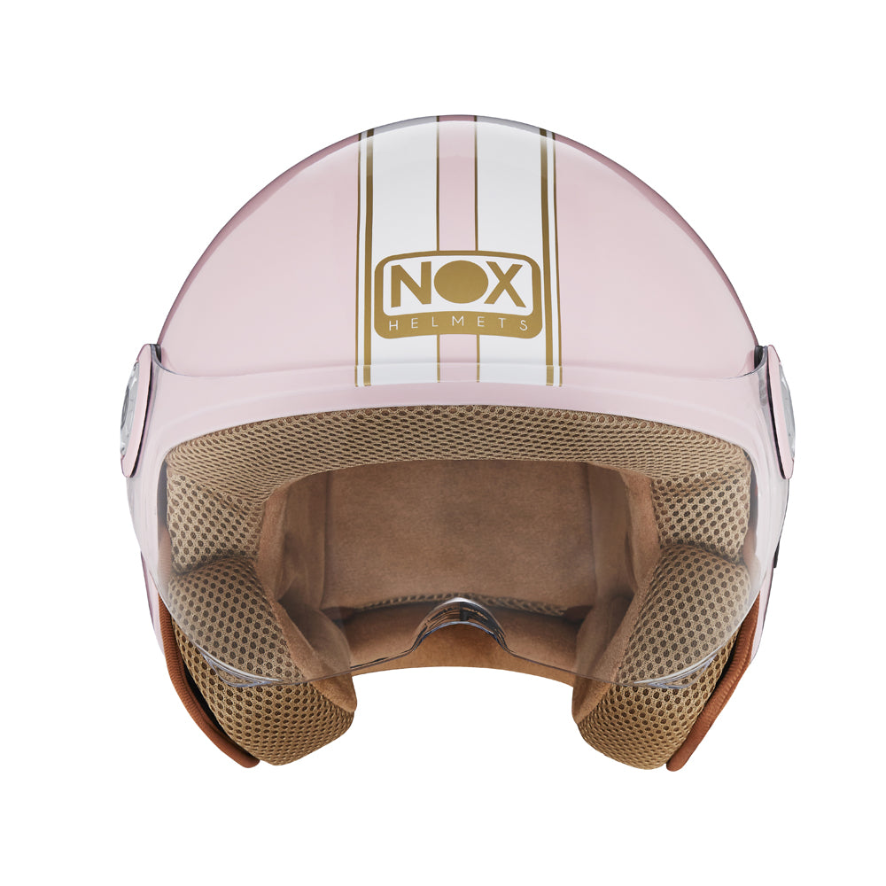 NOX CASQUE JET N210 EVO ROSE PASTEL BLANC Nox Helmet
