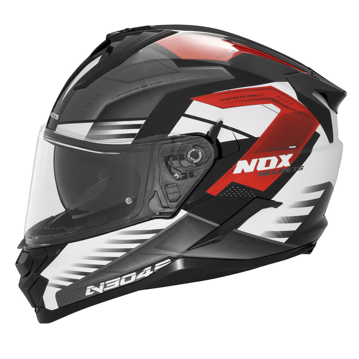 CASQUE INTEGRAL N304S CARVER BLANC ROUGE Nox Helmet