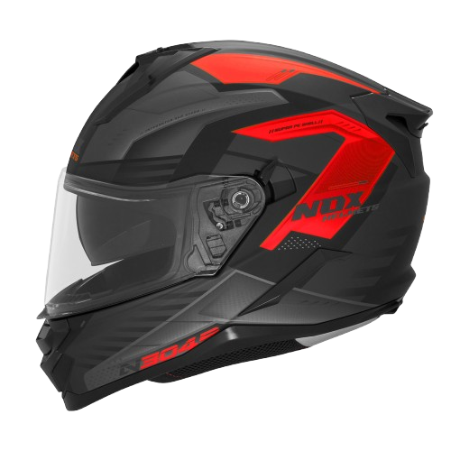 CASQUE INTEGRAL N304S CARVER NOIR MAT ROUGE Nox Helmet