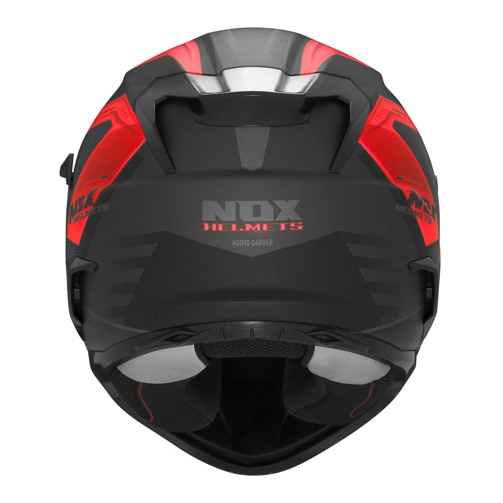 CASQUE INTEGRAL N304S CARVER NOIR MAT ROUGE Nox Helmet