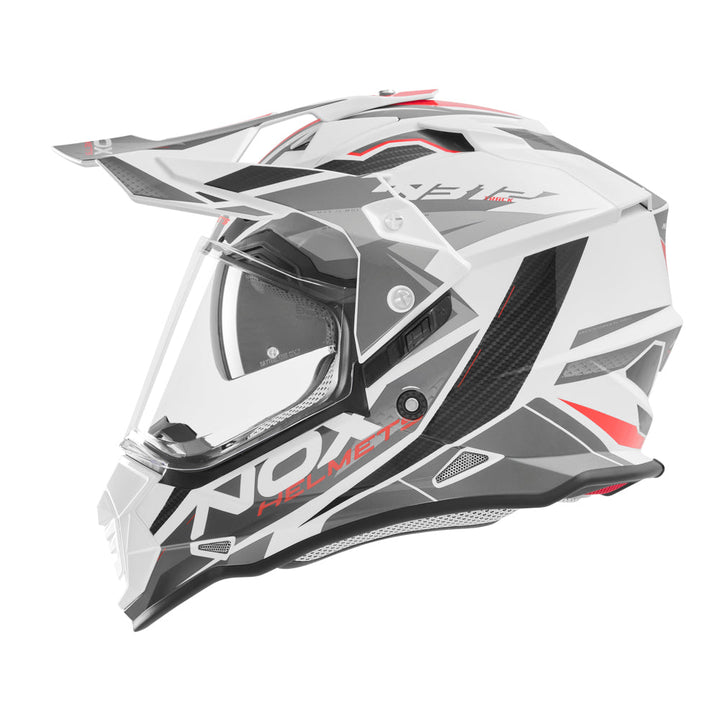 NOX CASQUE CROSS N312 TRACK BLANC ROUGE BRILLANT Nox Helmet