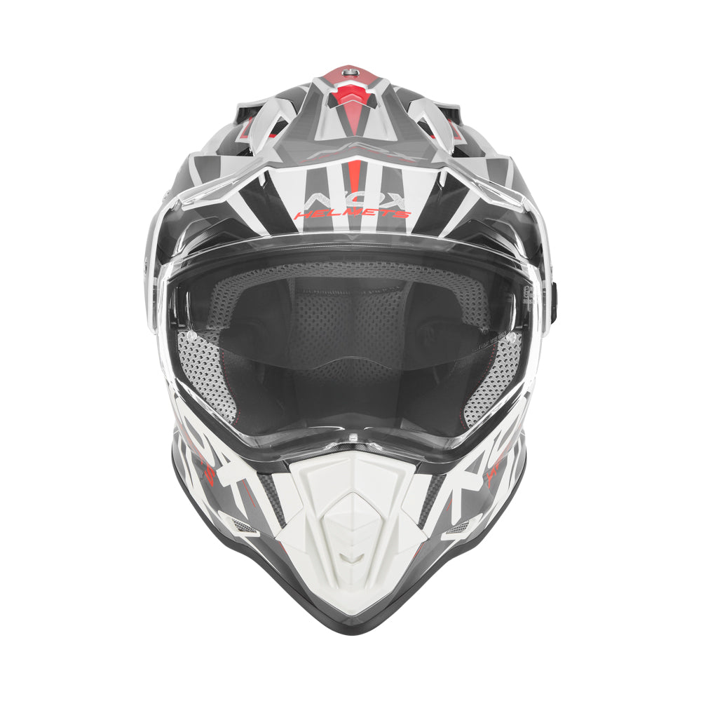NOX CASQUE CROSS N312 TRACK BLANC ROUGE BRILLANT Nox Helmet