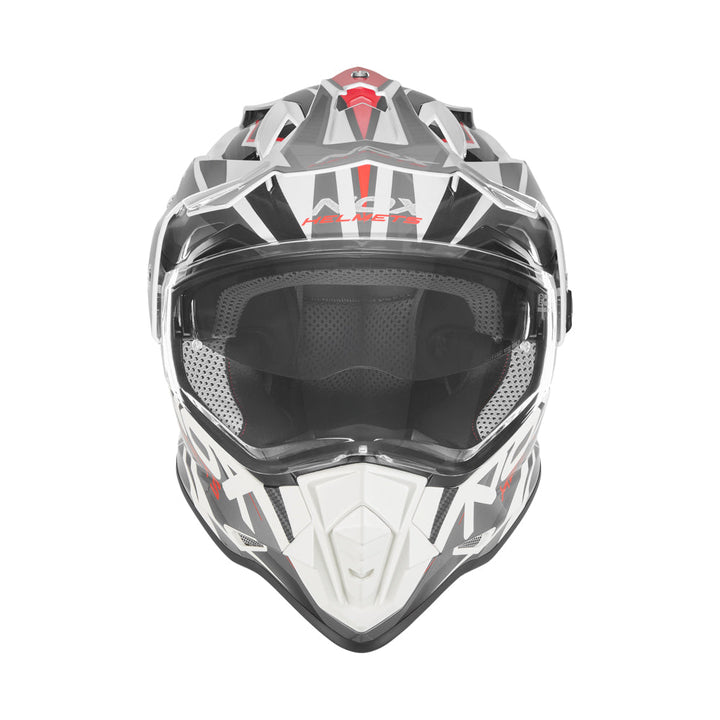 NOX CASQUE CROSS N312 TRACK BLANC ROUGE BRILLANT Nox Helmet