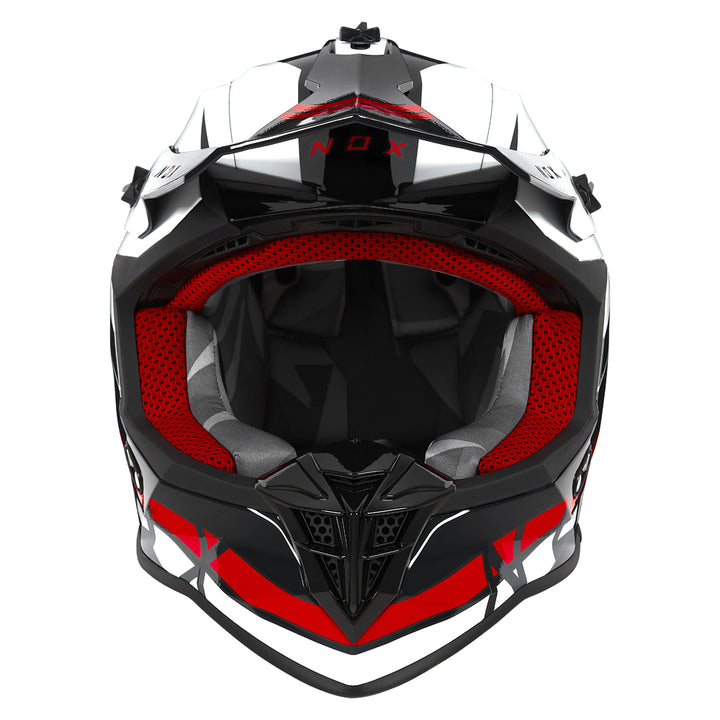 N633 AIRSHOCK BLANC NOIR ROUGE Nox Helmet