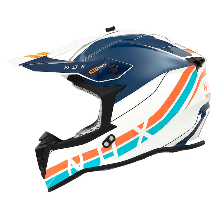 N633 AIRSHOCK BLANC ORANGE BLEU Nox Helmet
