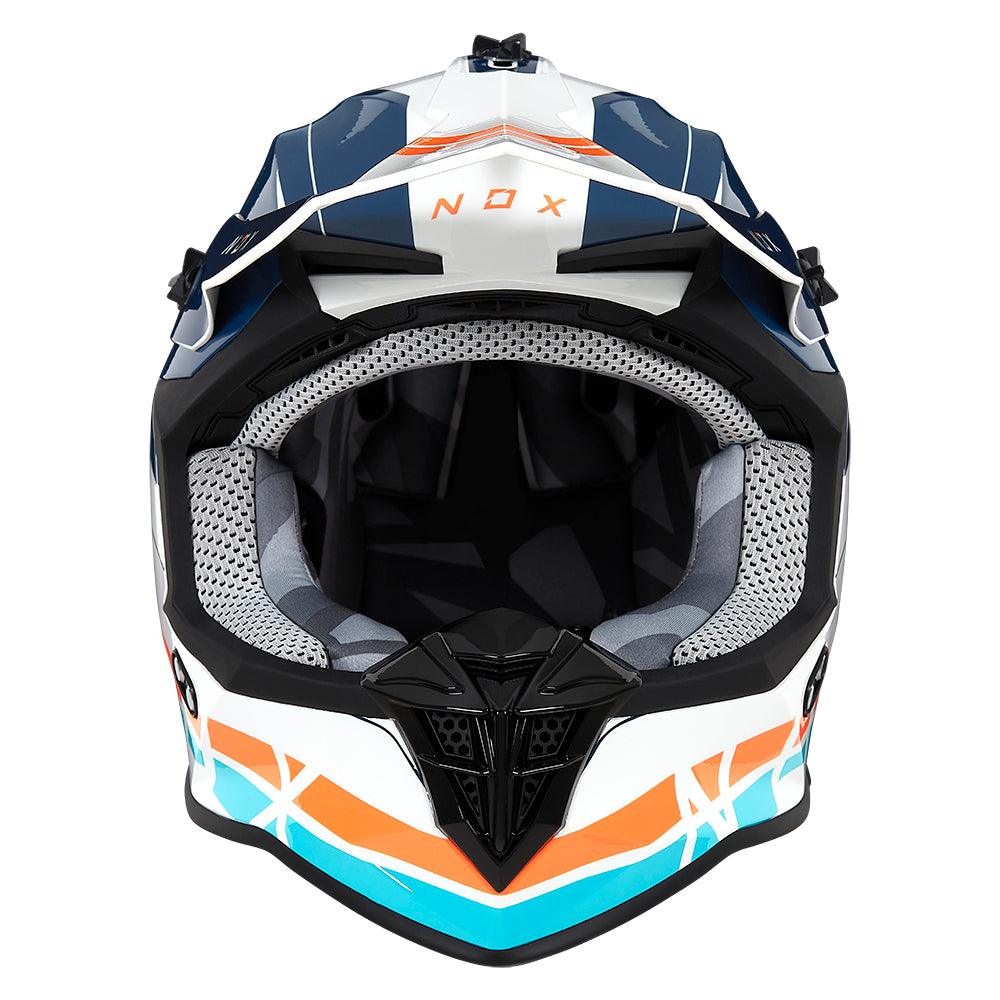 N633 AIRSHOCK BLANC ORANGE BLEU Nox Helmet