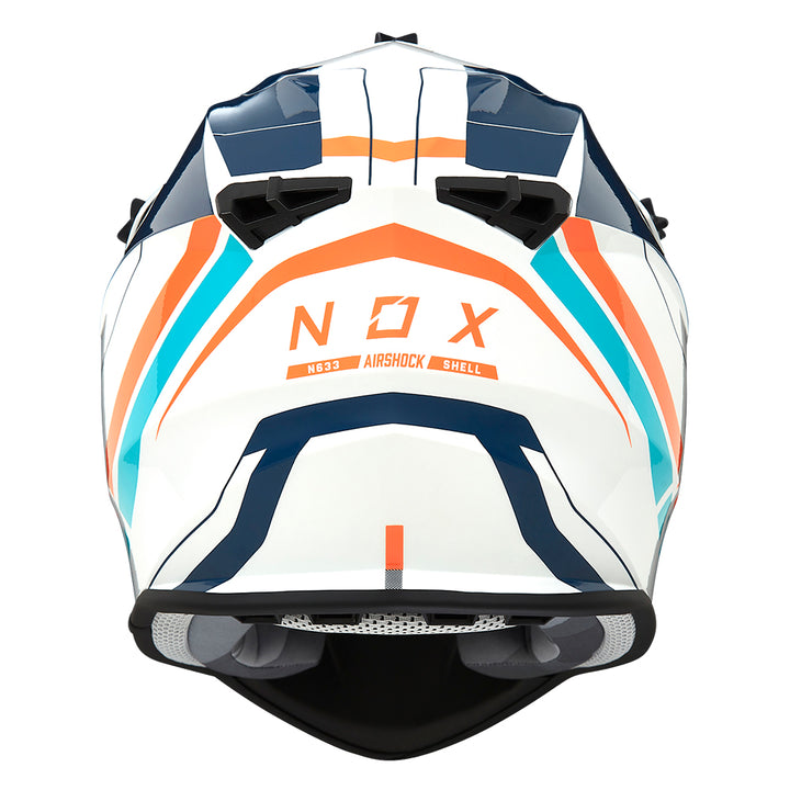 N633 AIRSHOCK BLANC ORANGE BLEU Nox Helmet