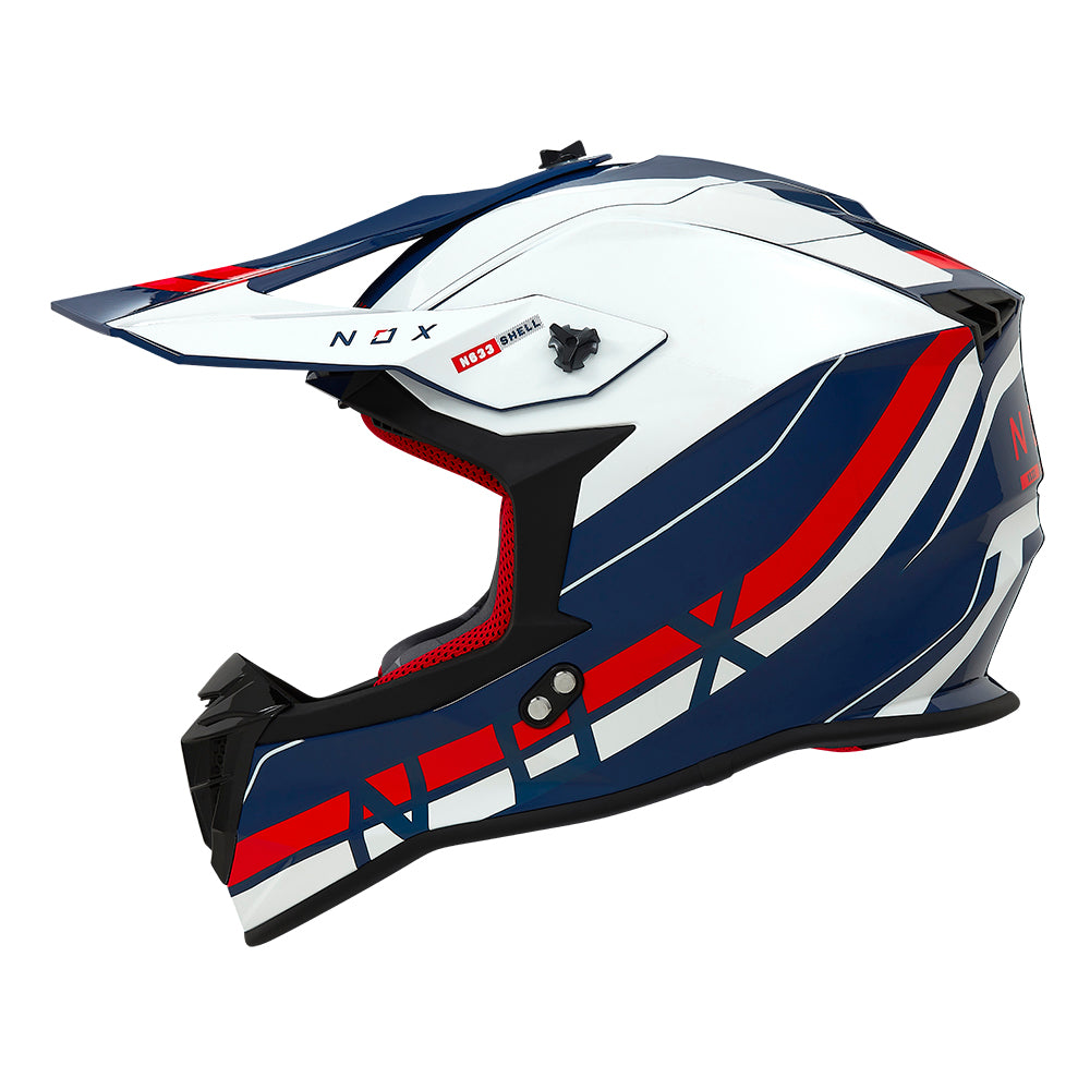 N633 AIRSHOCK BLANC ROUGE BLEU Nox Helmet