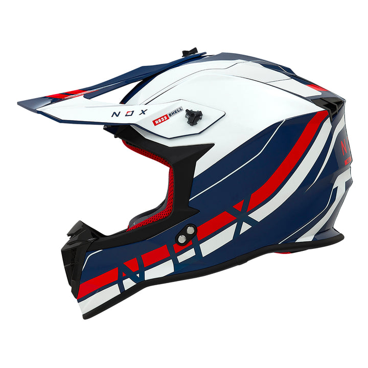 N633 AIRSHOCK BLANC ROUGE BLEU Nox Helmet