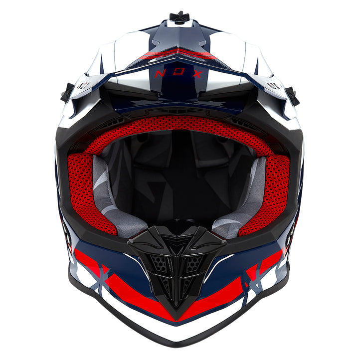 N633 AIRSHOCK BLANC ROUGE BLEU Nox Helmet