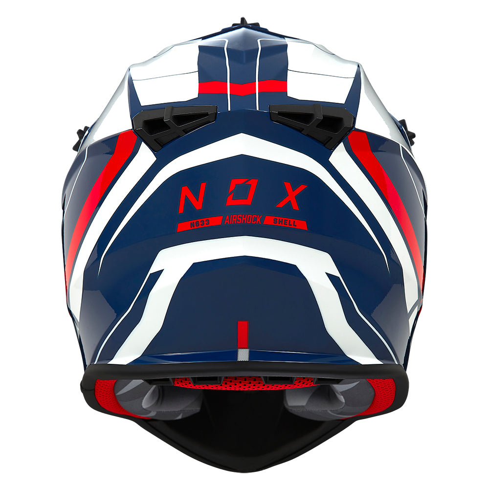 N633 AIRSHOCK BLANC ROUGE BLEU Nox Helmet