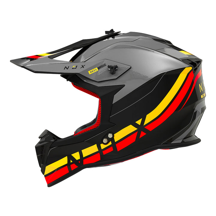 N633 AIRSHOCK NOIR JAUNE ROUGE Nox Helmet