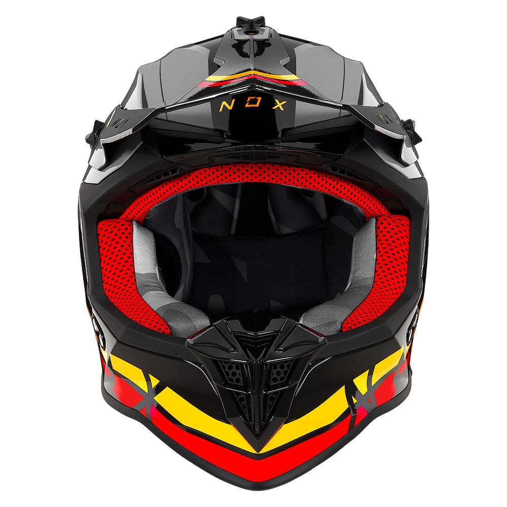 N633 AIRSHOCK NOIR JAUNE ROUGE Nox Helmet