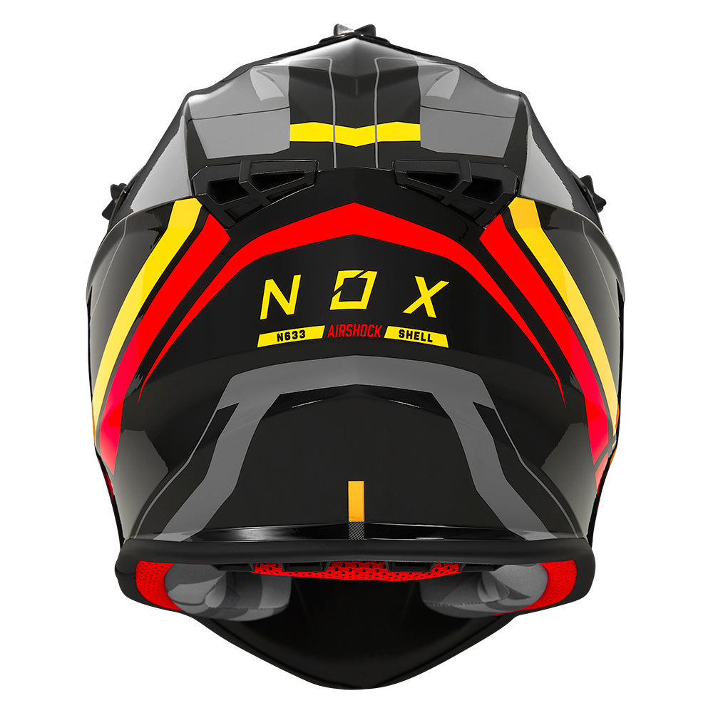 N633 AIRSHOCK NOIR JAUNE ROUGE Nox Helmet