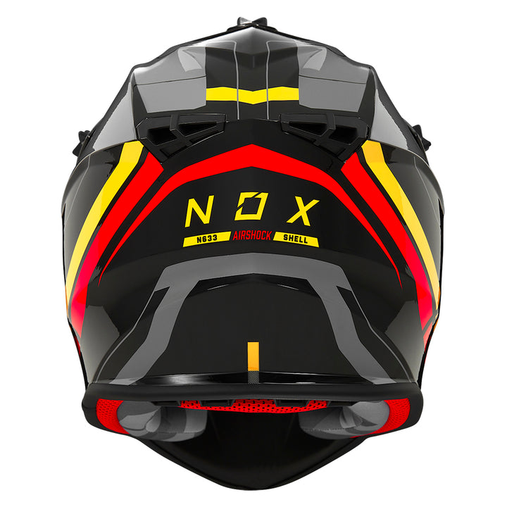 N633 AIRSHOCK NOIR JAUNE ROUGE Nox Helmet