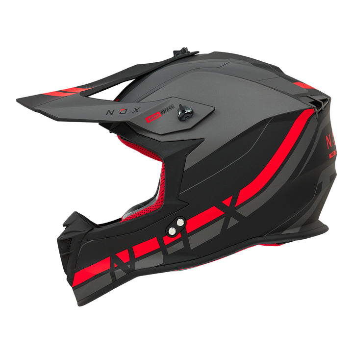 N633 AIRSHOCK NOIR MAT ROUGE Nox Helmet