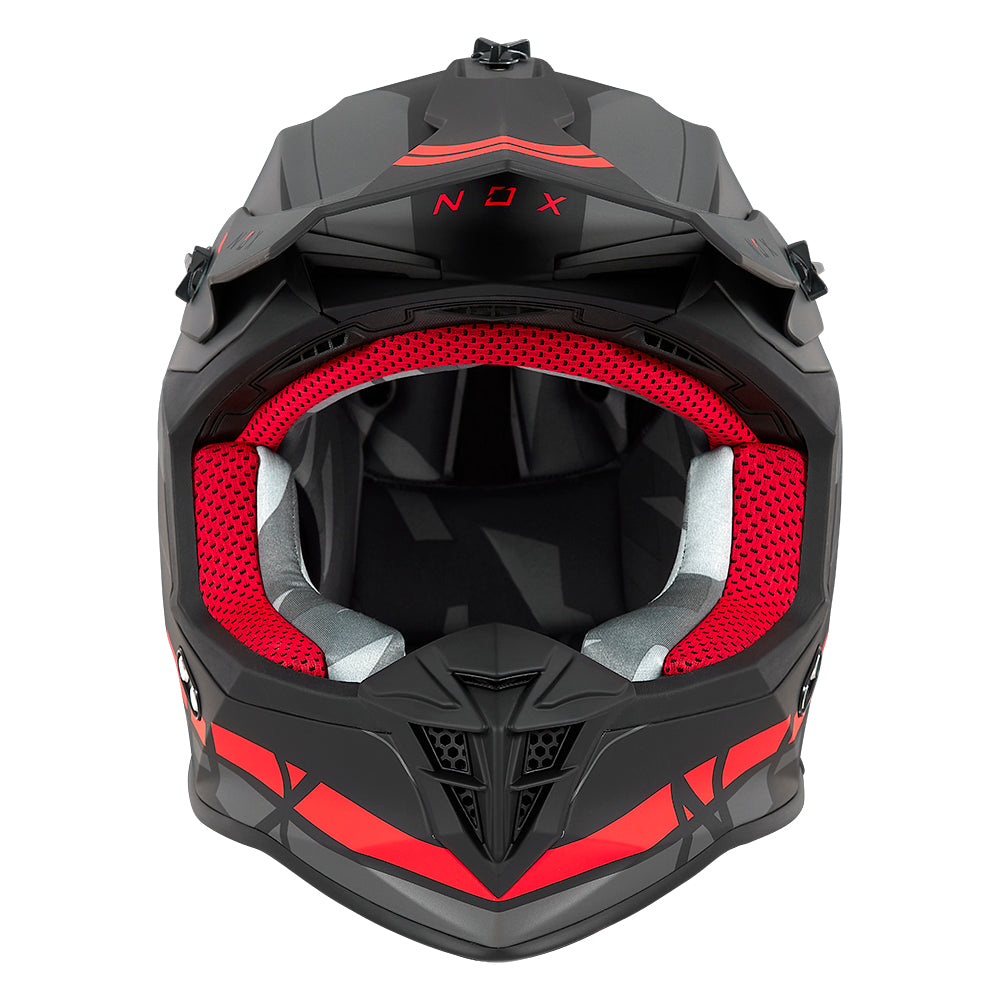 N633 AIRSHOCK NOIR MAT ROUGE Nox Helmet