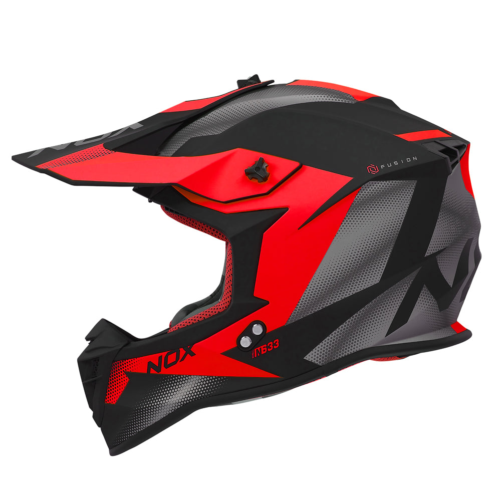 N633 FUSION NOIR MAT ROUGE Nox Helmet