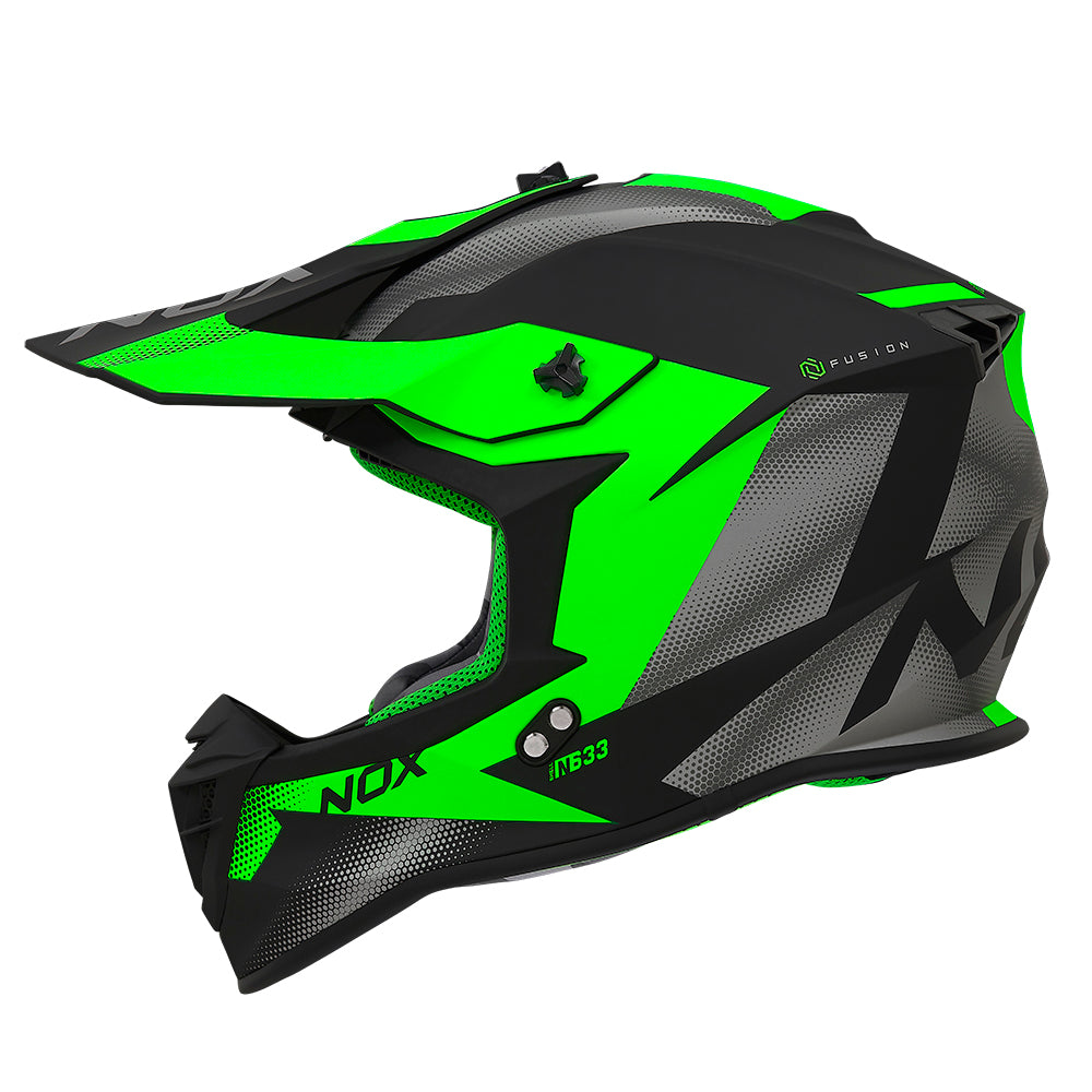 N633 FUSION NOIR MAT VERT Nox Helmet