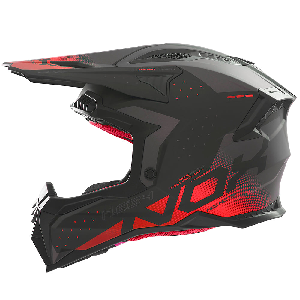 N634 GRADIANT NOIR MAT ROUGE Nox Helmet