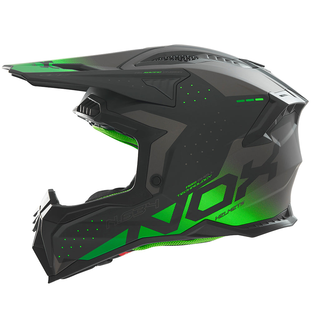 N634 GRADIANT NOIR MAT VERT Nox Helmet