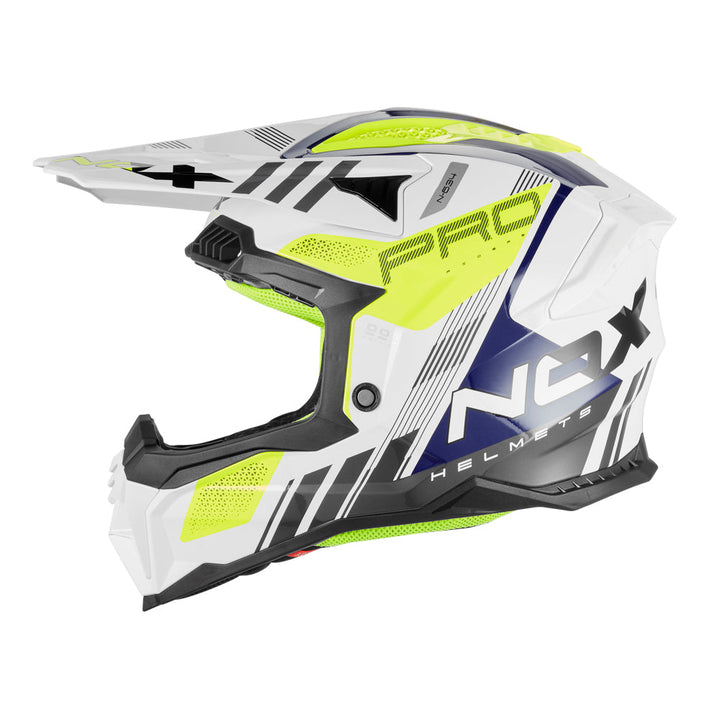 NOX CASQUE CROSS N634 STORM BLANC BLEU JAUNE Nox Helmet