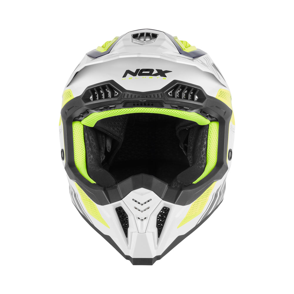 NOX CASQUE CROSS N634 STORM BLANC BLEU JAUNE Nox Helmet