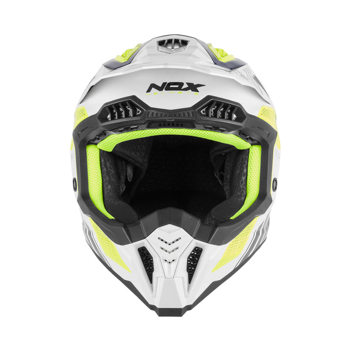 NOX CASQUE CROSS N634 STORM BLANC BLEU JAUNE Nox Helmet