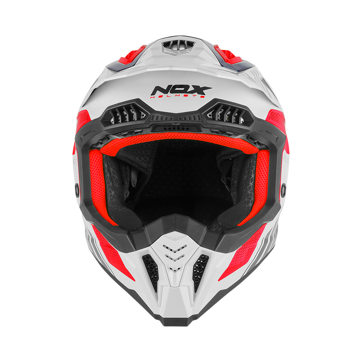 NOX CASQUE CROSS N634 STORM BLANC BLEU ROUGE Nox Helmet
