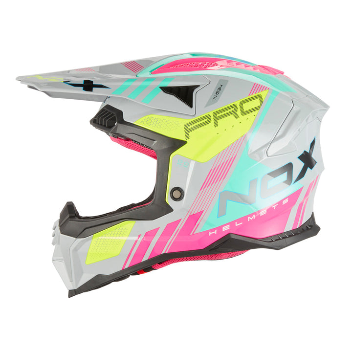 NOX CASQUE CROSS N634 STORM GRIS NARDO ROSE Nox Helmet